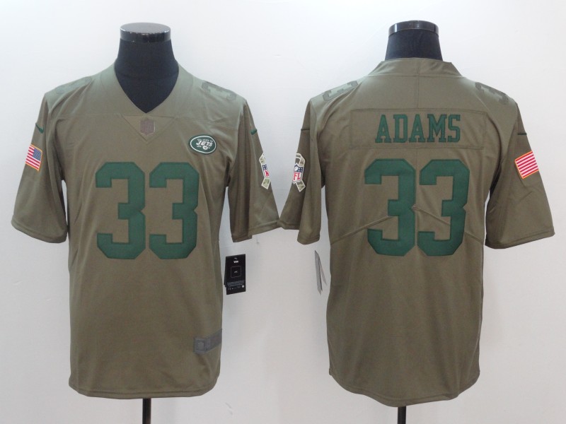 Men New York Jets #33 Adams Nike Olive Salute To Service Limited NFL Jerseys